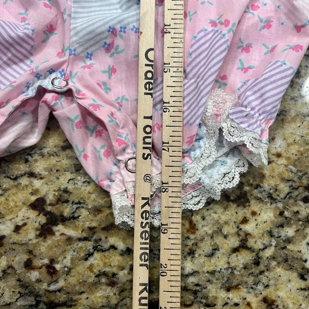 Broadway Kids Vintage Pink Floral Heart Bubble Romper Lace Collar 18M